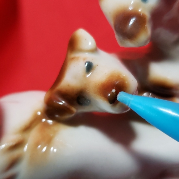 Vintage Ceramic Wire Fox Terrier and Pups Dog Figurine - Picture 16 of 16